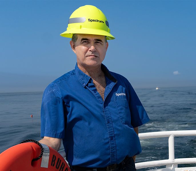 Spectrum Technician Thomas Nelligan rides the ferry to North Haven, Maine